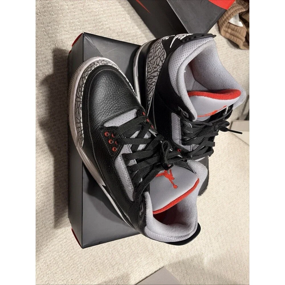2018 Grail Nike Air Jordan 3 Retro OG Black Cement Leather w/ Box & Receipts 9.5